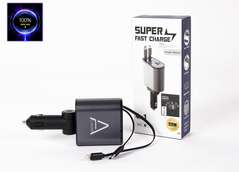 Fast Charging Ports with 80cm Retractable Cables