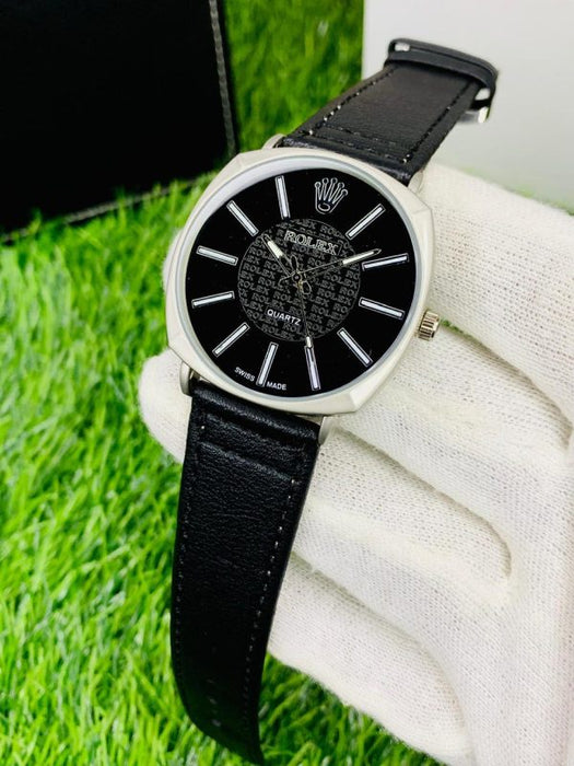 Aa1 Rolex Quartz Swiss Made Stylish Watch Adjustable Leather Strap (black )(brown )